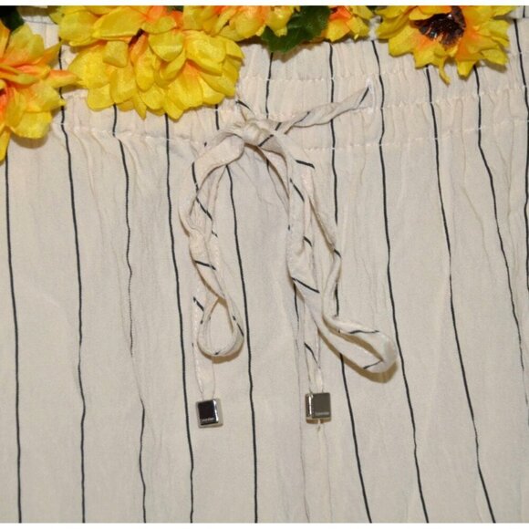 Calvin Klein Ladies M Tan Striped Pull On Wide Leg Cargo Pants Pockets Casual - Picture 3 of 8